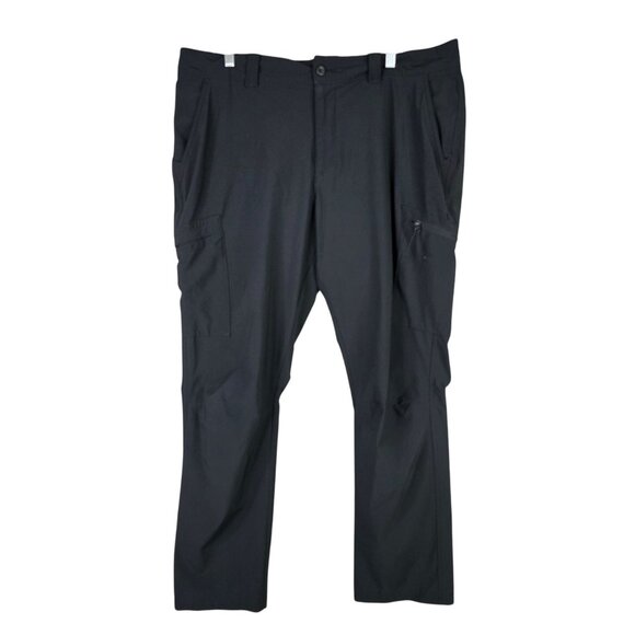 Mens Columbia PFG Black Performance Fishing Cargo Pants Polyester Stretch 38X32 - Picture 1 of 9